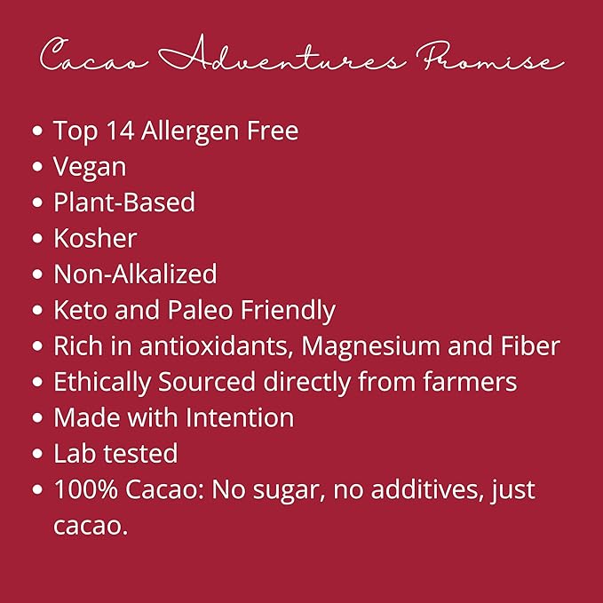 Cacao Adventures Ceremonial Cacao | Sacred Valley Peru 100% Pure Raw Cacao |Dairy Free & Vegan |