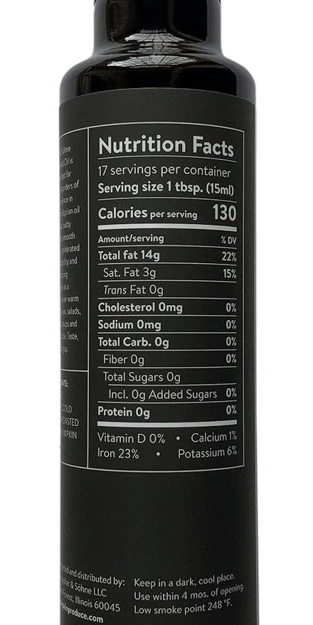 Schlacher & S철hne Styrian Pumpkin Seed Oil: 100% Pure, Cold Pressed, Non GMO, Gluten Free, Vegan