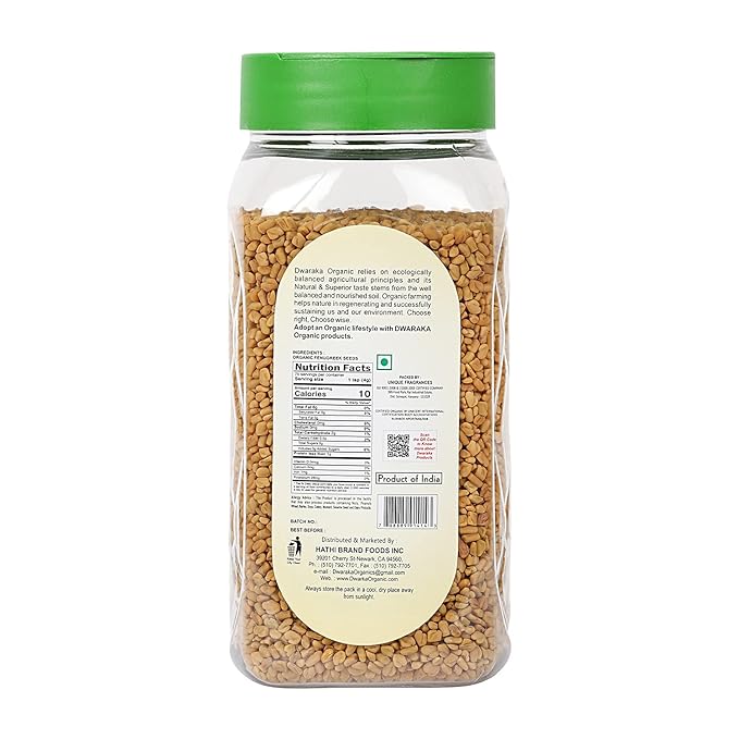 Dwaraka Organic - Fenugreek Seeds, 10.5oz, Healthy, Organic, Non GMO, All Natural