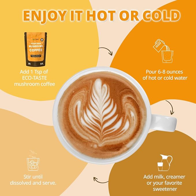 Mushrooms Coffee 14 in 1-60 Servings, Arabica Coffee with Lion's Mane, Reishi, Maitake, Turkey