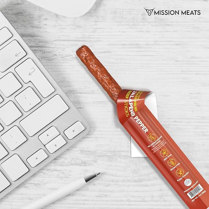 Mission Meats Beef Sticks – 100% Grass Fed & Pasture Raised, Sugar Free, Individually Wrapped