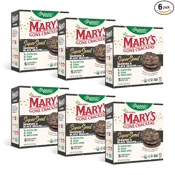 Mary's Gone Crackers Organic Super Seed Crackers, Seaweed & Black Sesame - Gluten-Free, NON-GMO