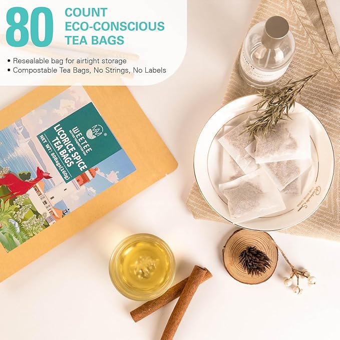 WT WEETEE Licorice Spice Herbal Tea Bags, 2g x 80 Counts, Sweet with Warming Spices Tea Includes