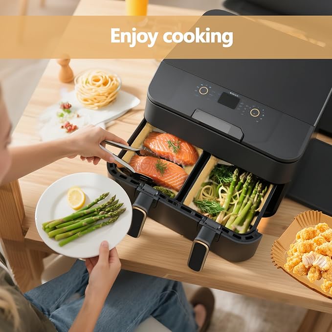 150 Pack 8.6x5.5" Air Fryer Liners, Parchment Paper Sheets For Ninja DZ201/DZ401 Dual Basket