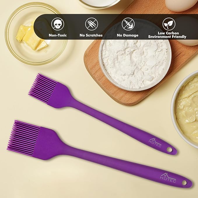 HOTEC Basting Brushes Silicone Heat Resistant Pastry Brushes Spread Oil Butter Sauce Marinades for