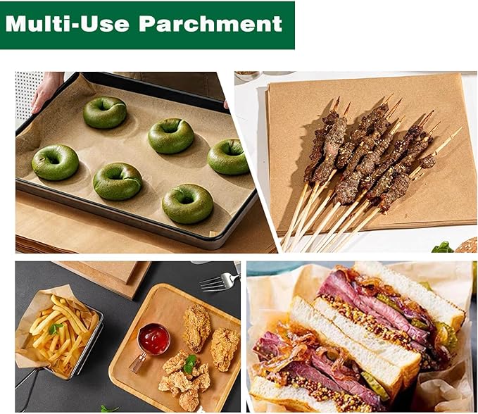 200pcs Unbleached Parchment Paper Sheets, 9x13In Precut Cooking Paper Liners for Baking Sheets, Air