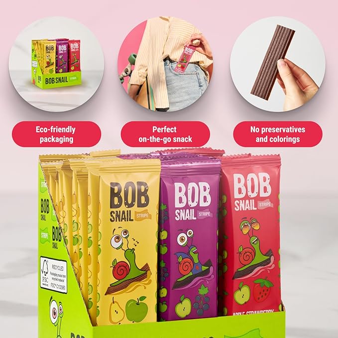 BOB SNAIL Healthy Organic Fruit Snacks for Kids and Adults??0 Organic Fruit Leather Snacks with