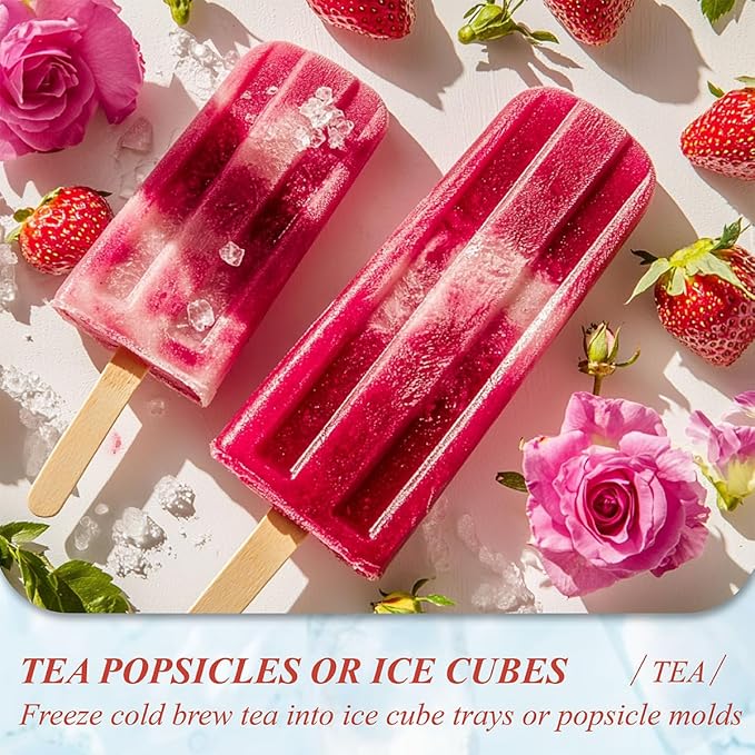 WT WEETEE Strawberry & Raspberry Herbal Iced Tea, 100 Count Cold Brew Hibiscus Iced Tea Bags, Rich