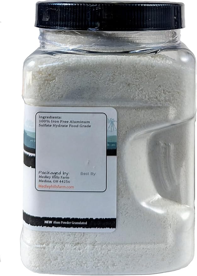 Alum Powder Granulated Food Grade 2 lbs. - by Medley Hills Farm in Reusable Container - Granulated