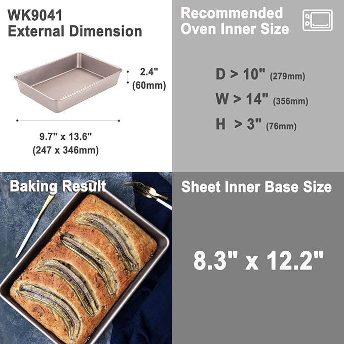 CHEFMADE 13-Inch Rectangle Cake Pan, Non-Stick Loaf Pan Deep Dish Bakeware for Oven Roasting Meat