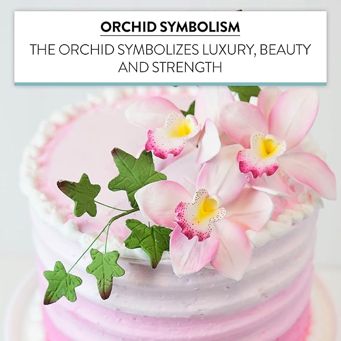 Global Sugar Art Cymbidium Orchid Sugar Cake Flowers, Pink, 3 Count by Chef Alan Tetreault
