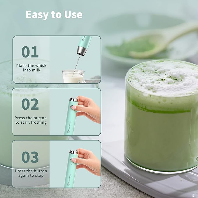 Maestri House Rechargeable Milk Frother with Stand, LunaFro Handheld Electric Foam Maker Waterproof