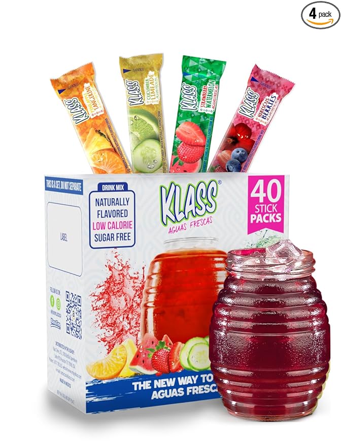 Klass Aguas Frescas | Drink Mix Variety Pack | Cucumber Limeade, Strawberry Watermelon, Hibiscus