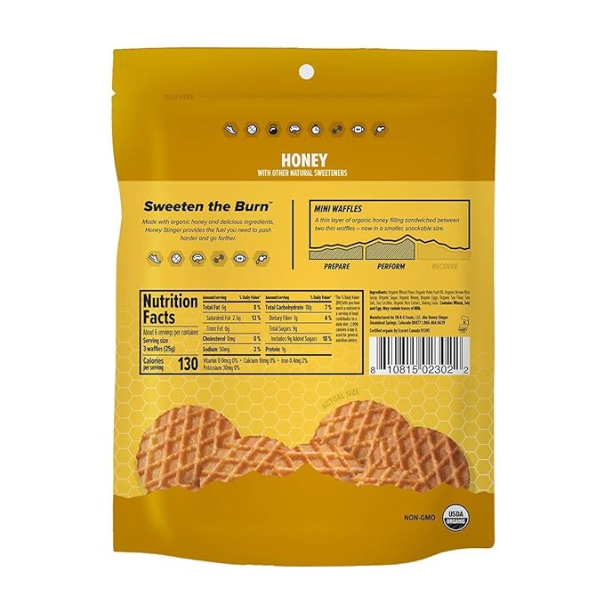 Honey Stinger Organic Mini Honey Waffles, Energy Stroopwafel for Exercise, Endurance and