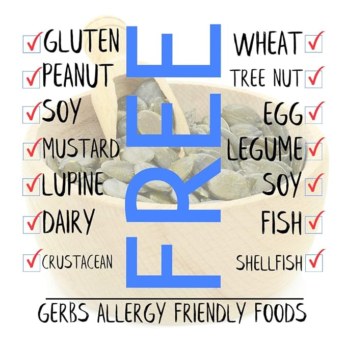 GERBS Raw Pumpkin Seed Kernels 4 LBS|Top 14 Allergy Free Food |Use in salads, yogurt, baking