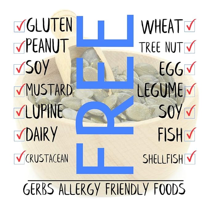 GERBS Extra Sea Salted Pumpkin Seed Kernels 2 LBS|Top 14 Allergy Free Food |Use in salads, yogurt