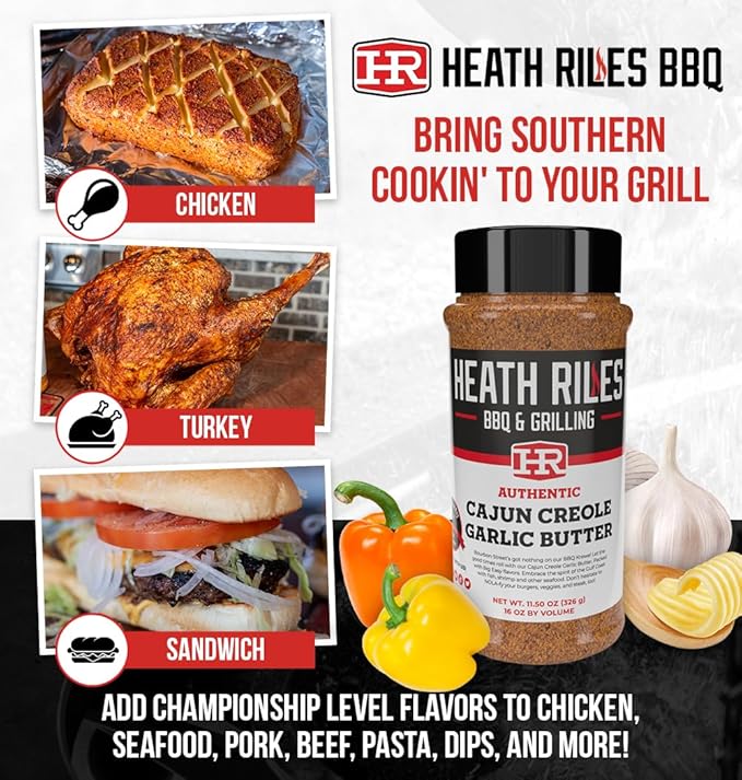 Heath Riles Cajun Seasoning Rub, Cajun-Creole, Louisiana Inspired Cajun Spice & Heat, Champion