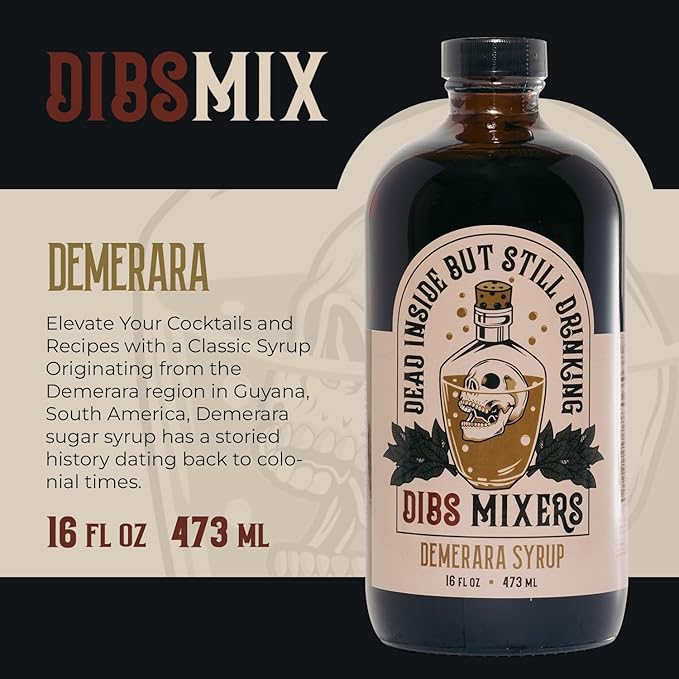 Dibs Mixers Demerara Syrup - Cocktail Mixer with Handpicked Spices & Guyana Demerara Sweetener