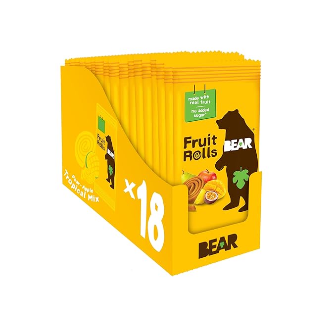 BEAR Real Fruit Snack Rolls - Gluten Free, Vegan, and Non-GMO - Tropical ??36 Rolls, Healthy School