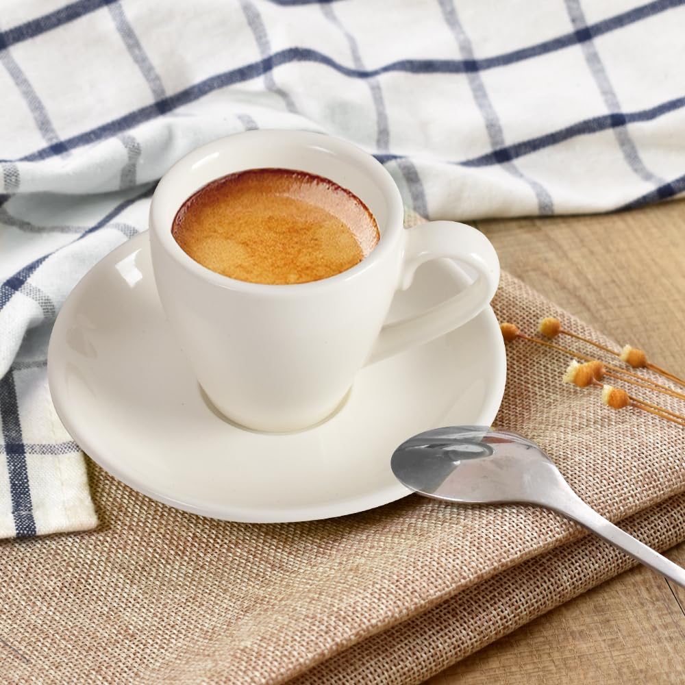 ionEgg Porcelain Espresso Cup with Saucer And Stainless Steel mini Spoons, Espresso shot Cup