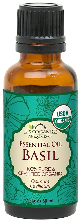 US Organic 100% Pure Basil Essential Oil - USDA Certified Organic, Steam Distilled W/Euro droppers