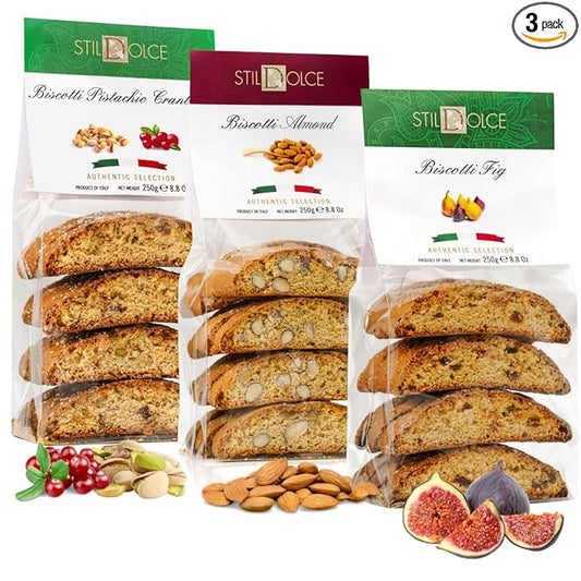 Stildolce Semi-Soft Italian Biscotti Cookies Variety Pack ??Almond, Fig, Pistachio Cranberry | Made