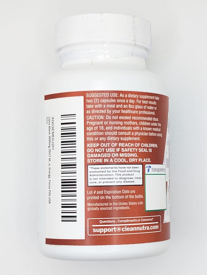Clean Nutraceuticals Lions Mane 20in1 Mushroom Supplement with Turkey Tail Reishi Cordyceps Chaga