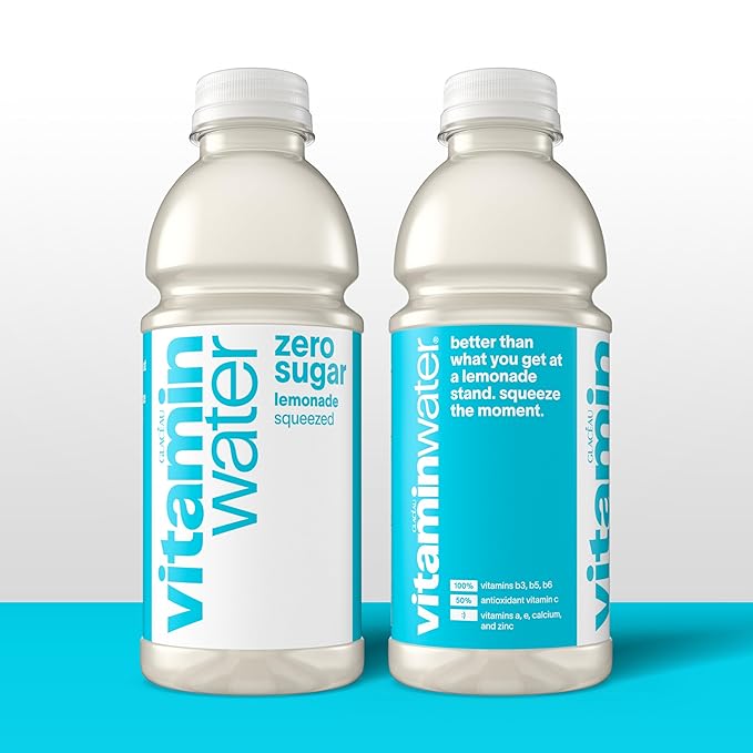 vitaminwater Zero Sugar Squeezed Lemonade Nutrient Enhanced Flavored Water Beverage, 20 fl oz