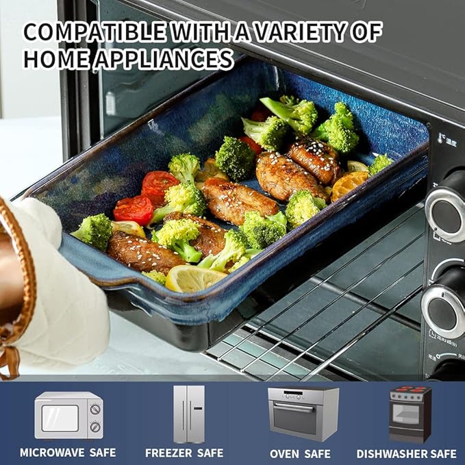 KOOV Bakeware Set, Ceramic Baking Dish Set, Rectangular Casserole Dish Set, lasagna Pan, Baking