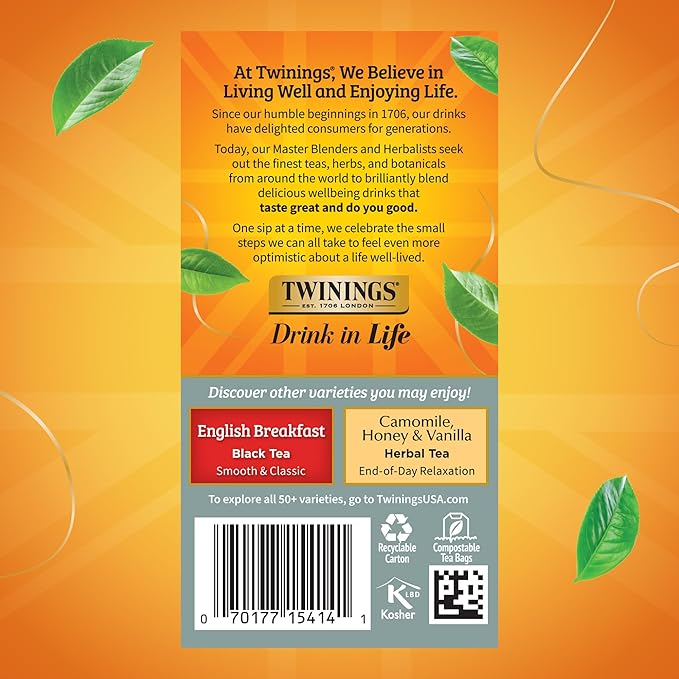 Twinings Prince of Wales Black Tea Individually Wrapped Bags, 20 Count (Pack of 6), Velvety Smooth