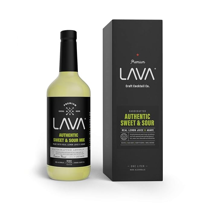 LAVA Premium Authentic Sweet & Sour Mix, Made with Real Lemon Juice, Lime Juice, Raw Blue Agave, No