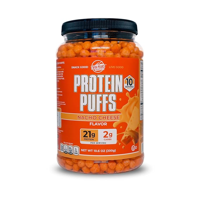 Twin Peaks Protein Puffs - (Nacho Cheese), Keto Friendly, Low Carb Snack (300g, 21g Protein, 2g Net