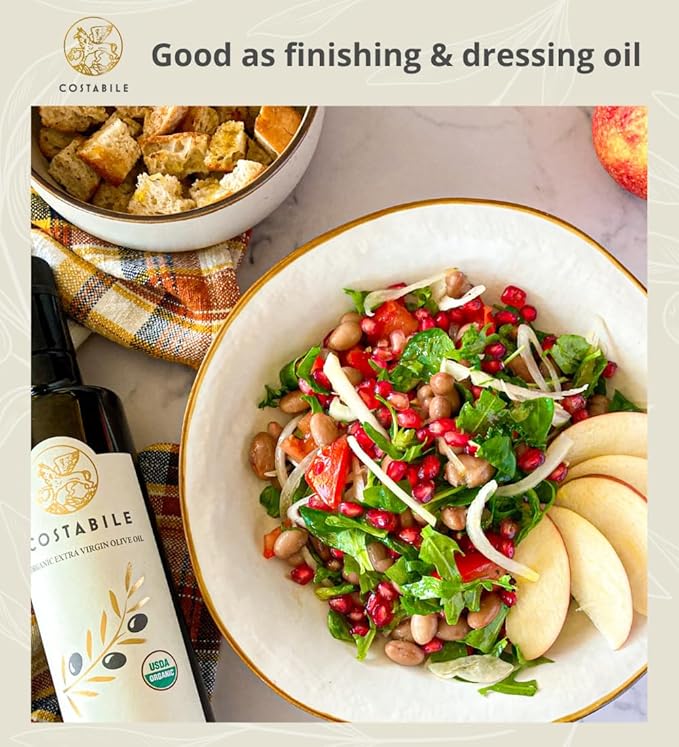 Extra Virgin Olive Oil Cold Pressed Organic. High polyphenol olive oil from Puglia Italy. Fresh