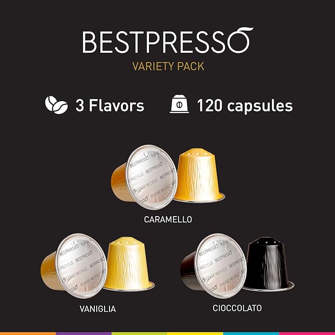 Bestpresso Coffee for Nespresso Original Machine 120 Aluminum pods Certified Genuine Espresso