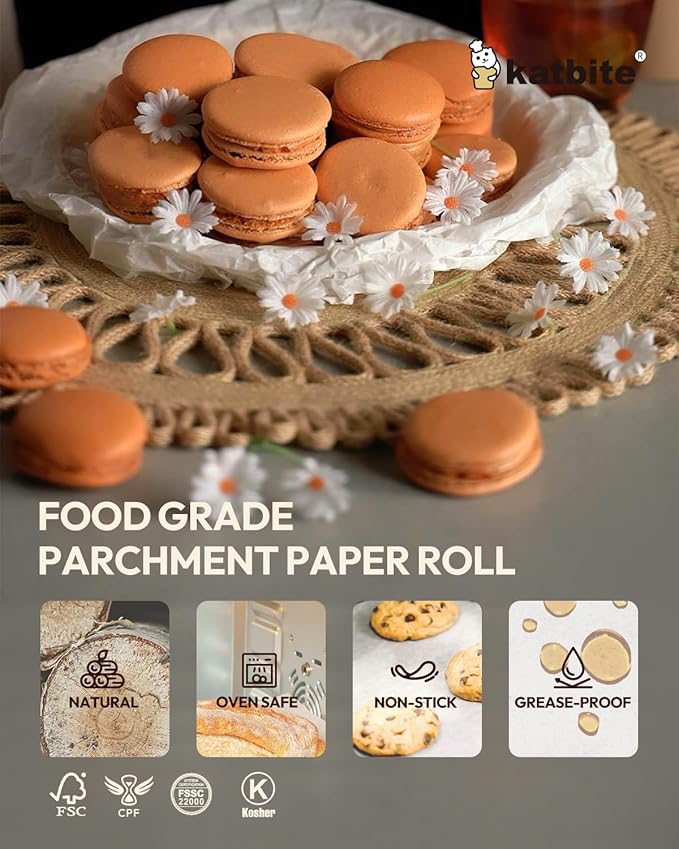 Katbite 15in x 242ft, 300 Sq.Ft Value Pack Parchment Paper Roll for Baking, Parchment Baking Paper