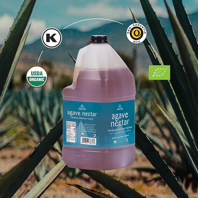 Sustainable Agave Co - Sheer - Agave Nectar - 4 x 1 Gallon Bottles (5kg each) - Raw Sweetener