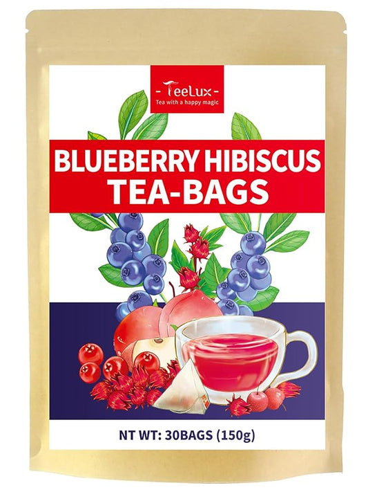 TeeLux Blueberry Hibiscus Tea Bags, 5g/bag, Hibiscus with Cranberry, Blueberry, Peach, Apple