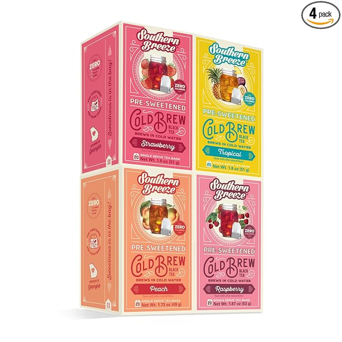 Southern Breeze Cold Brew Sweet Tea Variety Pack Iced Tea with Black Tea and Zero Carbs Zero Sugar
