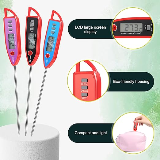 10 Set Waterproof Food Thermometer for Water, Liquid, Candle and Cooking Digital Meat Thermometer