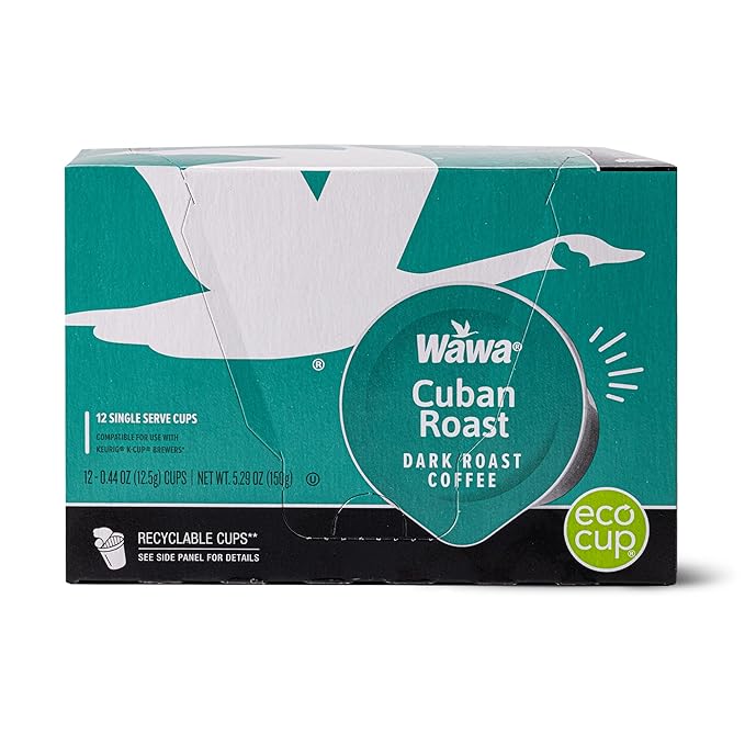 Wawa Single Cup Cuban Dark Roast Coffee Pods, 72 Pods, 6 Boxes, Rich & Bold Blend, Semi-Sweet