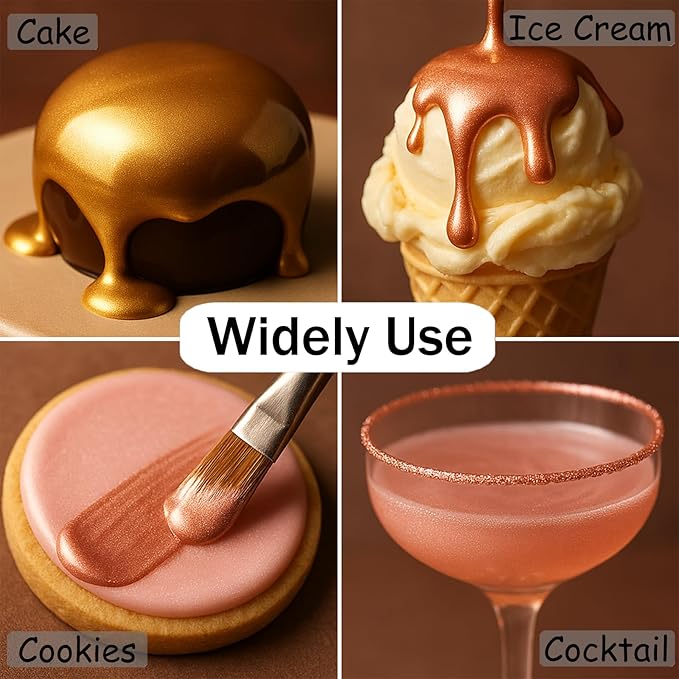 Rose Gold Metallic Edible Paint for Baking ??Food Grade Edible Gold Dust Drink Glitter for Shimmer