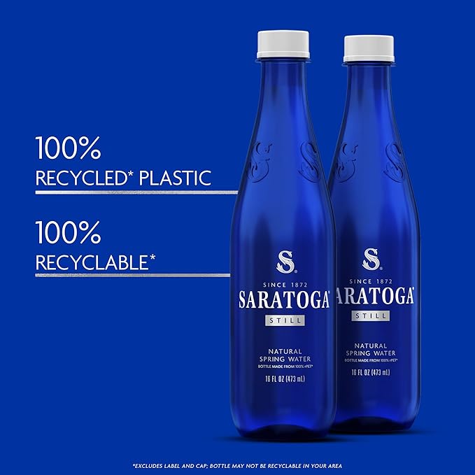 Saratoga Spring Water Bottles, 6 Pack - Still Bottled Water with Naturally Occurring Minerals