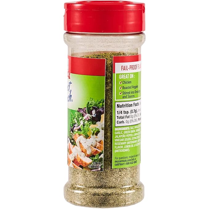 McCormick Perfect Pinch Seasoning, Green Goddess, For Adding Tangy, Herby Flavor to Chicken, Roasted Veggies, Dressings, Sauces & More, 4.23 oz