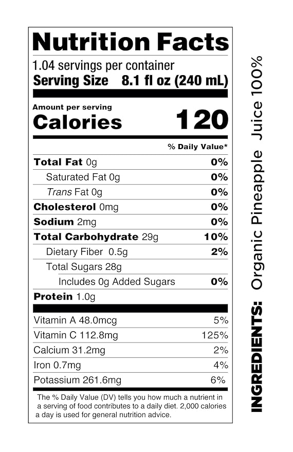 Pomona Organic Juices Pure Pineapple Juice, 8.4 Ounce Bottle (Pack of 12), Cold Pressed Organic