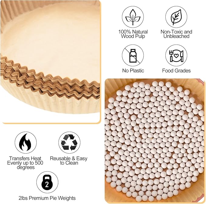 1 Pack White 2 lb Pie Weights for Baking Crust Ceramic Weights Blind Baking Beads with 50 Pcs