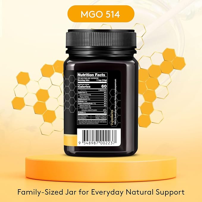 Nature’s Gold Raw Manuka Honey, Certified MGO 514+ | Authentic MGO, Australian Honey, Non-GMO, 100%
