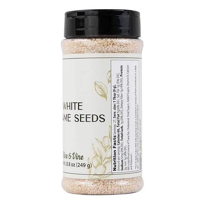 Olive & Vine White Sesame Seeds, Nutty Flavor, For Baking & Cooking, Rich Tradition, Authentic