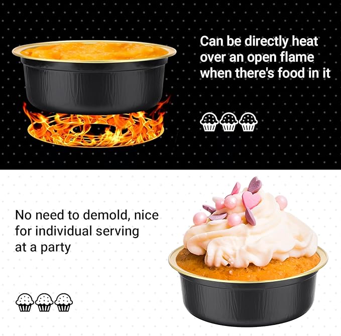 Beasea Disposable Ramekins with Lids, 50 Pack 8.8oz 260ml 4 Inch Disposable Aluminum Foil Cups