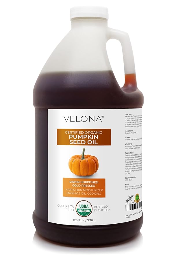 velona Pumpkin Seed Oil USDA Certified Organic - 1 Gallon / 128 Fl Oz | 100% Pure and Natural