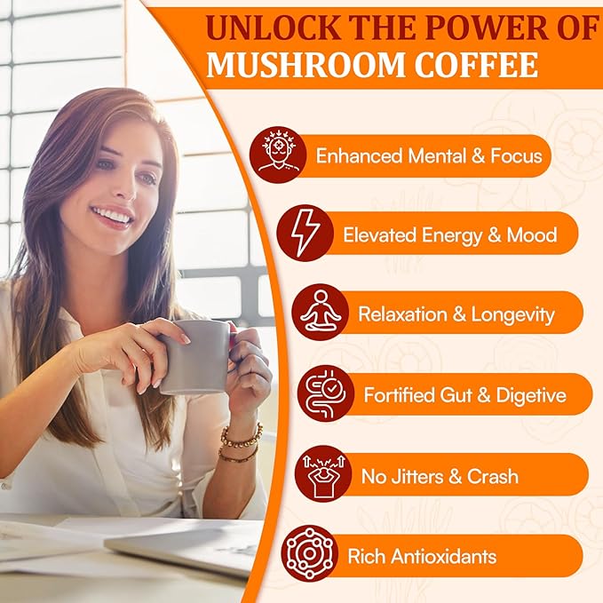 Mushroom Coffee - Mushroom Coffee Organic with 11 Superfood Mushrooms, Includes Lion's Mane